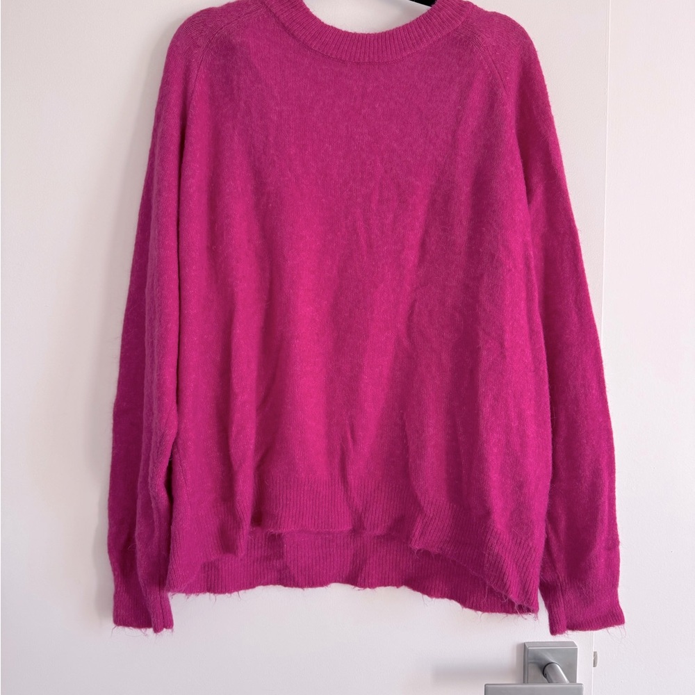 ZARA | Fuchsia Wool Blend Crewneck Sweater | Size XL